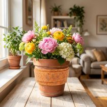Product Felt tape as a two-tone pot holder made of pure wool, orange/multicolored, 7.5cm wide, 5m long