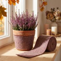 Product Two-tone felt tape made of wool felt, 100% wool, purple/brown, 15cm x 5m