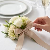 Product Decorative taffeta ribbon, beige, various widths, 50m
