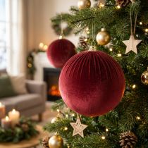 Product Large red velvet Christmas tree ornament for hanging, 25cm, 2 pieces