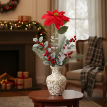 Product Artificial Poinsettia Red Single Stem Decoration 82cm