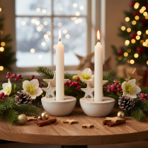 Product Ceramic Star Candle Holders, Christmas Decoration, 11cm, 2 Pieces