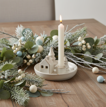 Product Decorative ceramic candle holder with house and trees, 16 cm