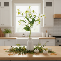 Product Artificial Gloriosa flower, white and yellow, elegant flowering branch for decoration, 80cm, 3 pieces