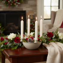 Product Candle holder with 4 holders, modern Advent wreath, beige, 15cm