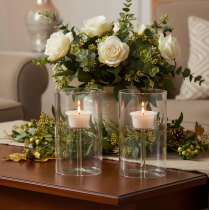 Product Glass candle holder with insert for tea light, 15cm, 2 pieces