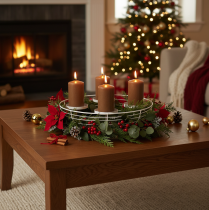 Product Round Advent wreath candle holder for four tea lights or candles, 35cm