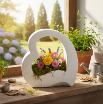 Product Heart-shaped decoration for planting and floral arrangements, open design, modern heart shape, 19cm