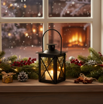 Product Black lantern with handle for tea light, 16cm, 2 pieces