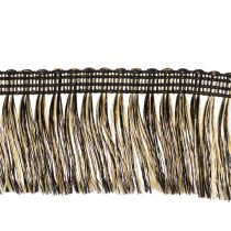 Product Black and gold fringed trim 4cm x 25m - Ideal for wreath decoration, mourning ribbon &amp; vintage accessories