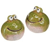 Product Frog Head Ceramic Summer Green Brown Vintage 7x7cm 4 pcs