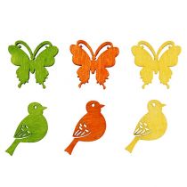 Product Decoration Bird and Butterfly Wooden Scatter Decoration Colorful 2cm 144 Pcs