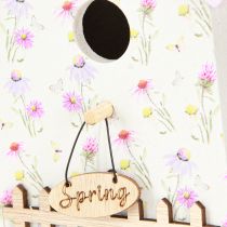 Product Spring Decoration Birdhouse Lilac White H11cm 3 Pcs