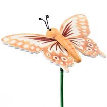 Product Flower plug wooden decorative butterflies on a stick 23cm 16pcs