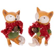 Product Decorative fox with scarf and pine cone, 10cm, 2 pieces