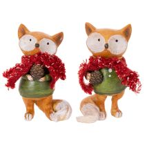 Product Decorative fox with scarf and pine cone, 10cm, 2 pieces