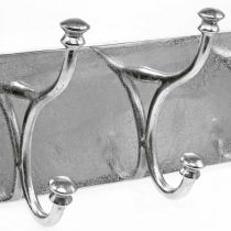 Coat rack with 3 hooks, hook rail for hanging, decorative hooks made of metal vintage look silver L46cm