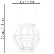 Product Garden lantern metal with glass Lantern for hanging White Ø18.5cm