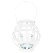 Product Garden lantern metal with glass Lantern for hanging White Ø18.5cm