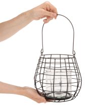 Product Garden lantern with glass lantern black Ø20cm H18.5cm