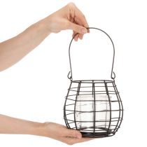 Product Garden lantern with handle black glass Ø17cm H15cm