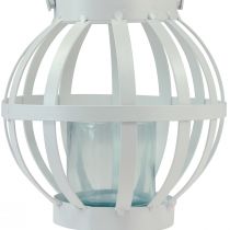 Product Garden lantern metal glass lantern for hanging white Ø18.5cm