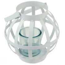 Product Garden lantern metal glass lantern for hanging white Ø18.5cm