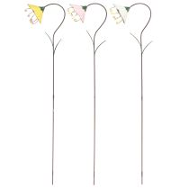 Product Garden Stake Flower Metal Flowers Yellow Pink White 49cm 3 Pcs