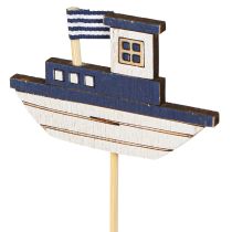 Product Garden Stake Maritime Wooden Flip Flops Boat Blue White 8cm 12 Pcs