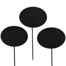 Product Garden stakes wooden signs oval black 19cm 12pcs