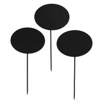 Product Garden Stake Wood Signs Oval Black 19cm 12pcs