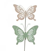 Bed stake metal butterfly pink green 10.5x8.5cm 4pcs