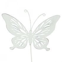 Garden stakes metal butterfly white 14×12.5/52cm 2pcs