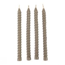 Product Twisted candles spiral candles gray green Ø1.4cm H18cm 4pcs