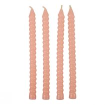 Product Twisted candles spiral candles light pink Ø1.4cm H18cm 4pcs