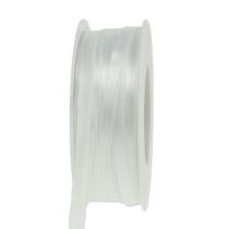 Gift and decoration ribbon white 6mm 50m