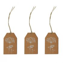 Gift tags paper brown flowers 8×5cm 24pcs