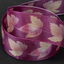 Product Gift ribbon maple leaves purple ribbon autumn 40mm 15m