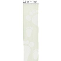 Product Gift ribbon baby feet decoration christening green 25mm 16m