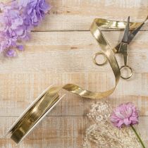 Product Gold gift ribbon with wire edge, 15mm wide, 25m long