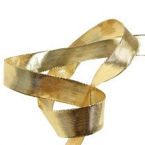 Gift ribbon gold with wire edge 25m