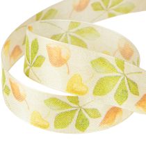 Product Gift ribbon green autumn leaves deco ribbon autumn 25mm 20m