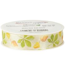 Product Gift ribbon green autumn leaves deco ribbon autumn 25mm 20m