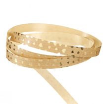 Product Gift Ribbon Curling Ribbon with Hearts Gold Brown 10mm 100m