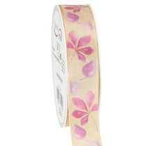 Product Gift ribbon purple autumn leaves deco ribbon autumn 25mm 20m