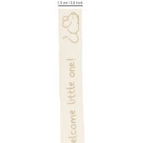 Product Gift ribbon with little mouse design, decorative ribbon for births and christenings, 15mm wide, 20m long