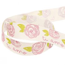 Product Gift Ribbon Roses &quot;Ti amo&quot; Romantic Decorative Ribbon 25mm 20m