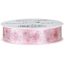 Product Gift ribbon stars Christmas ribbon pink 25mm 20m