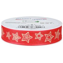 Product Gift ribbon stars Christmas ribbon red gold 25mm 18m