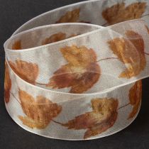Product Gift ribbon selvedge ribbon autumn maple leaves 40mm 15m